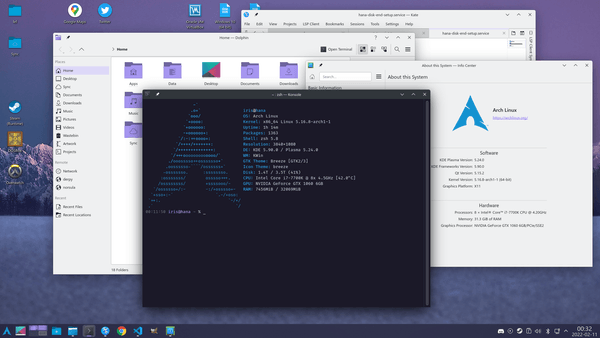 Arch Linux running KDE Plasma on Hana